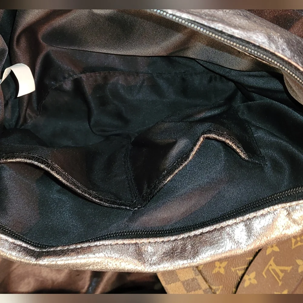 Sondra Roberts Classic Square Black Faux Fur Open Tote Bag + Gunmetal ZipCase